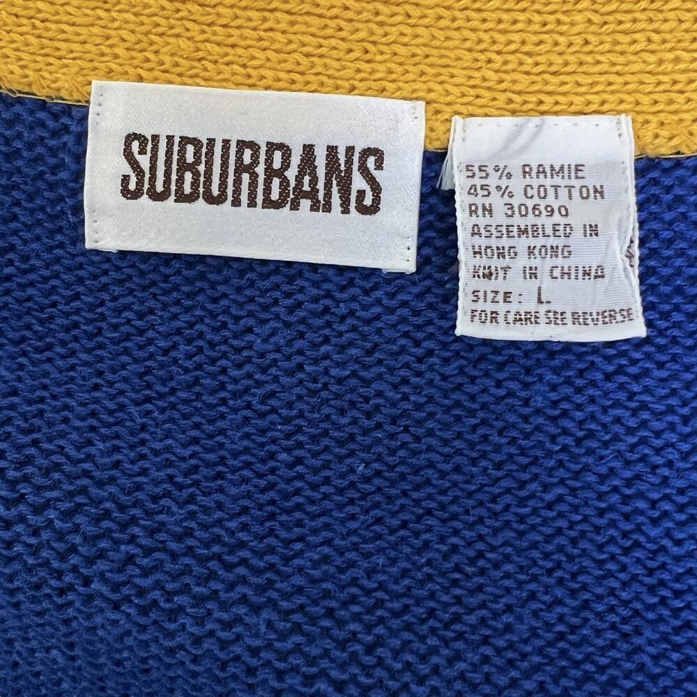 Suburbans Sweater Set 90s Color Block Large Cardigan Medium Short Sleeve Top - Picture 7 of 14
